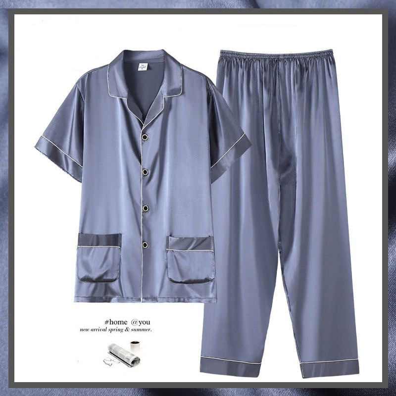 Costum subțire de casă pentru bărbați, cu mânecă scurtă și pantaloni scurți de vară