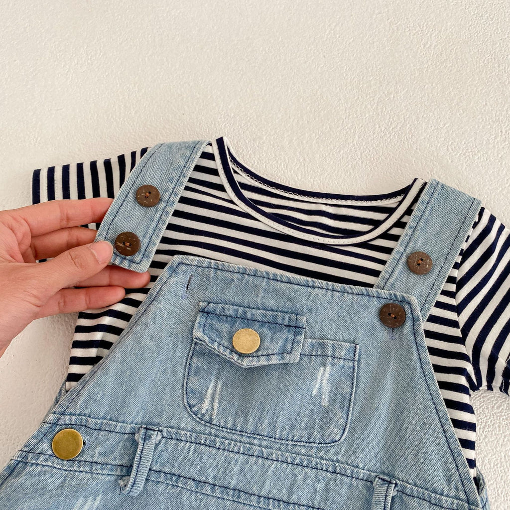 Boys And Girls Denim Brace Romper Pants