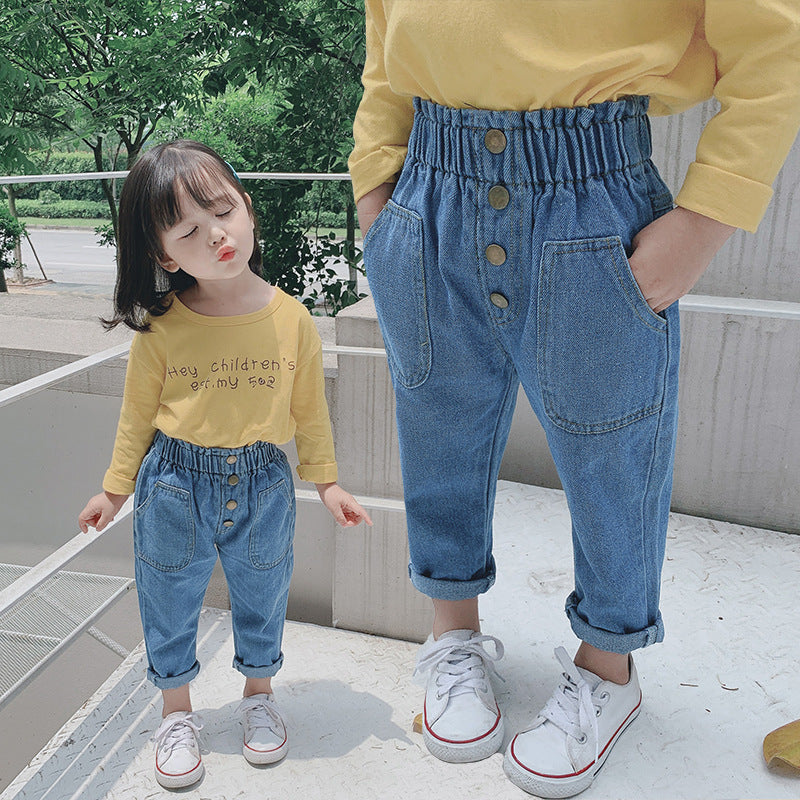 Girls' Fashionable And Versatile Personal Leisure Four-button Jeans