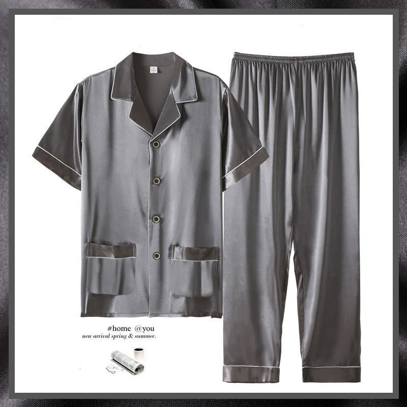 Costum subțire de casă pentru bărbați, cu mânecă scurtă și pantaloni scurți de vară