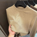 Crew-neck Casual Long-sleeve Solid-color Knit Bottoming Shirt