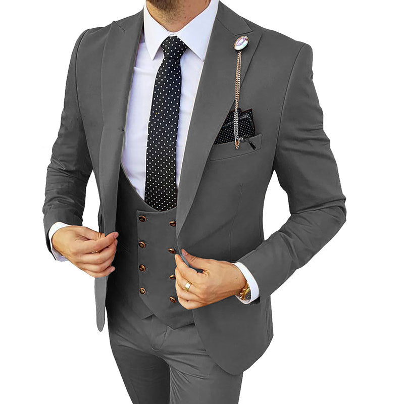 Costum din trei piese pentru bărbați, la modă, cu efect de subțiere