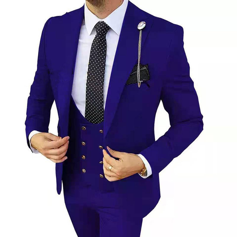 Costum din trei piese pentru bărbați, la modă, cu efect de subțiere