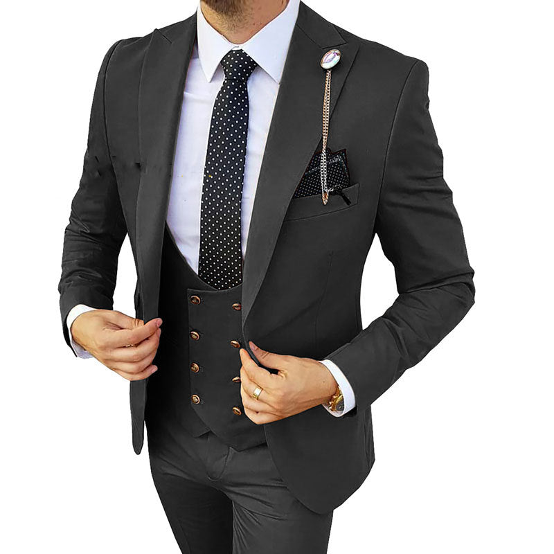 Costum din trei piese pentru bărbați, la modă, cu efect de subțiere