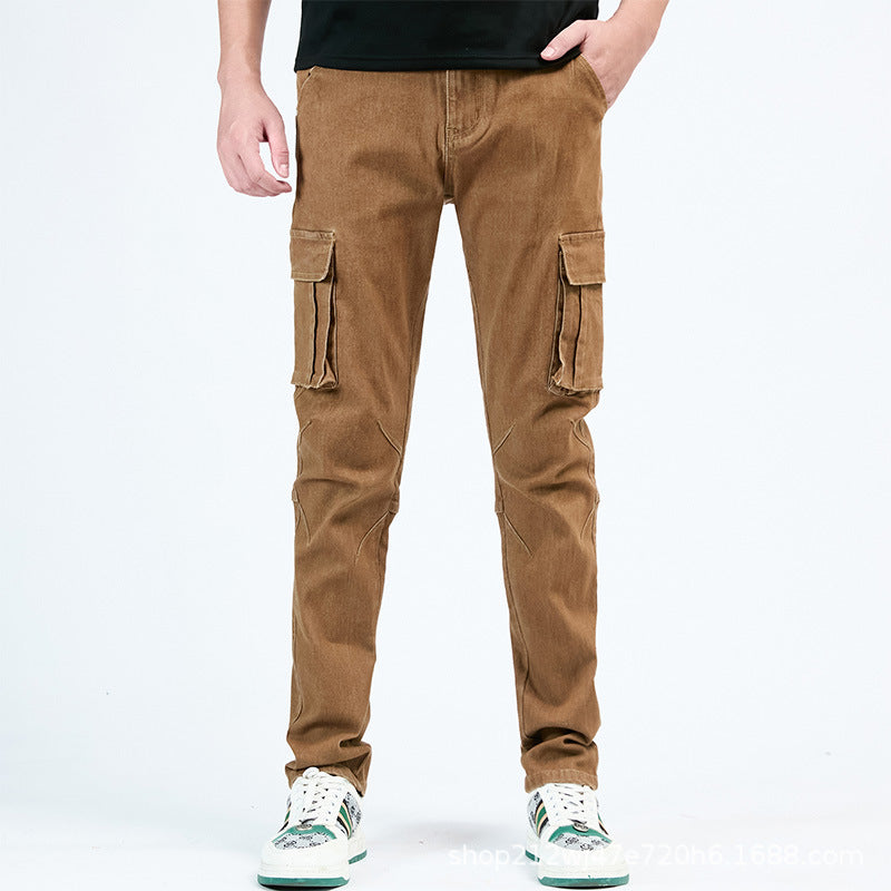 Blugi Skinny pentru Bărbați, cu Buzunare Laterale, Stil European și American