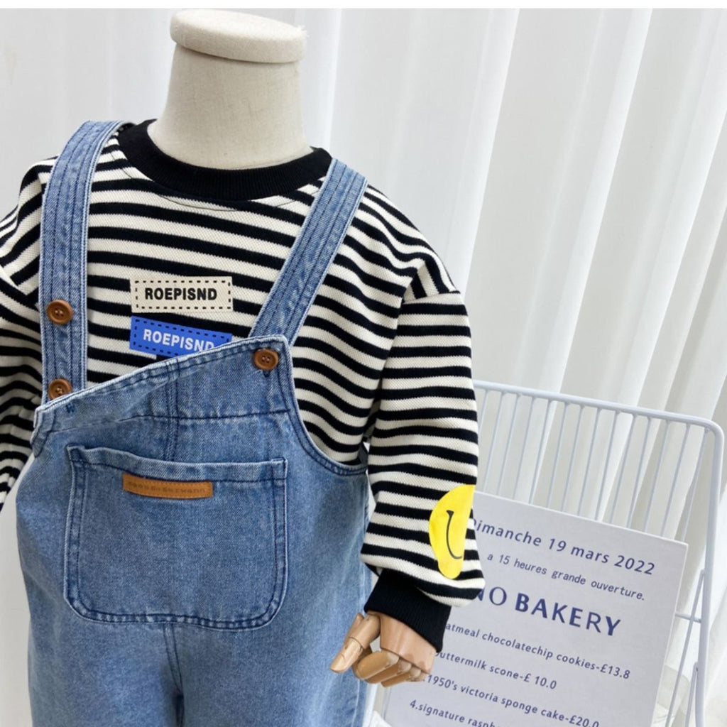 Pantaloni Salopetă Simple din Denim pentru Copii