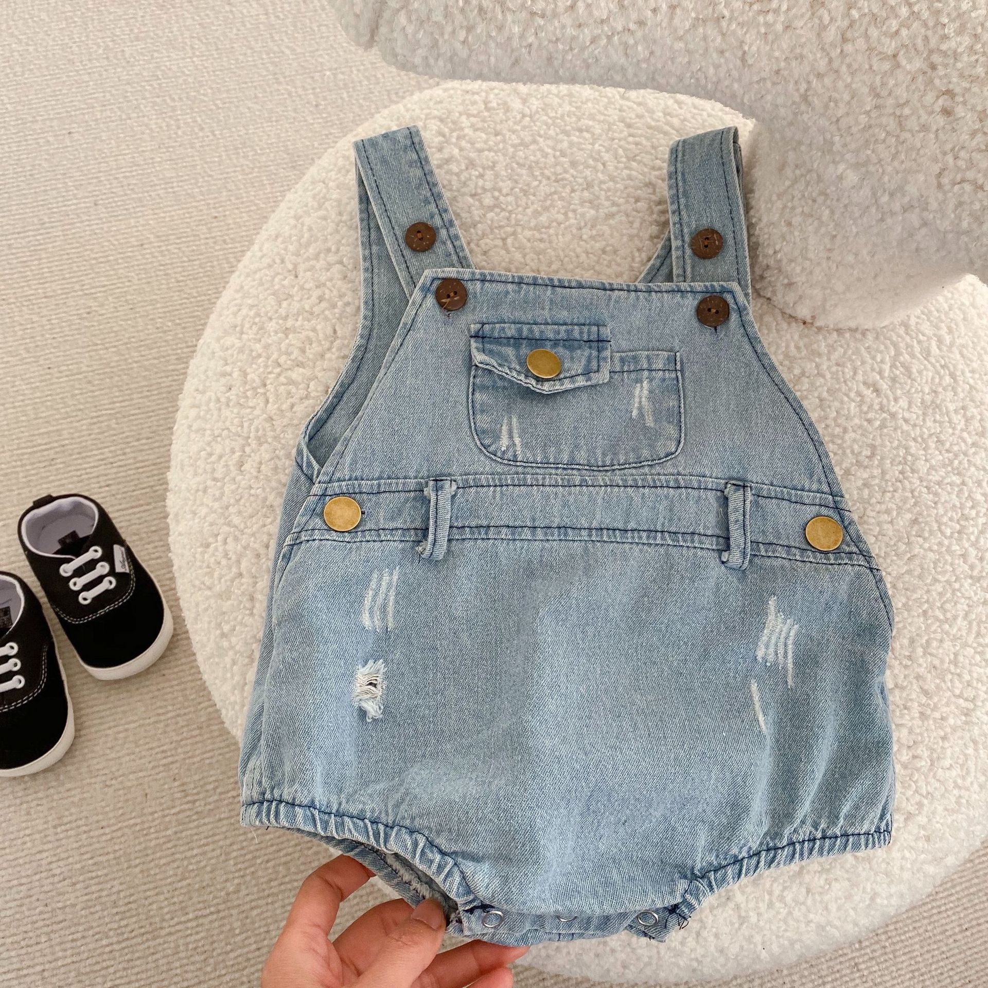 Pantaloni salopetă din denim pentru băieți și fete