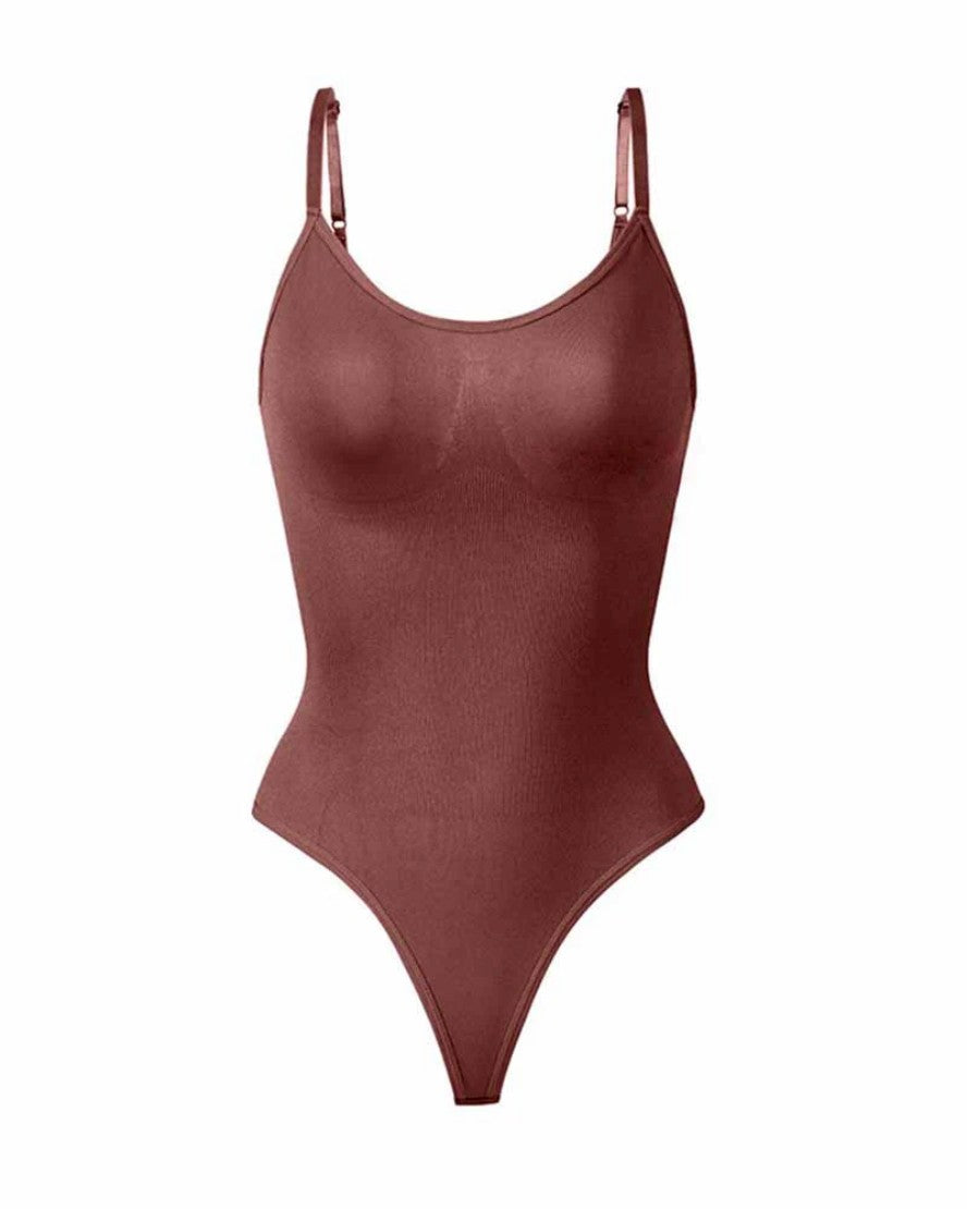 Body modelator tip maieu, cu guler rotund, control pentru abdomen, fără cusături, tanga