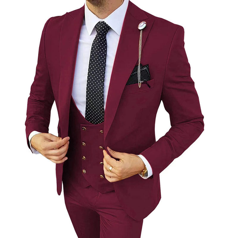 Costum din trei piese pentru bărbați, la modă, cu efect de subțiere