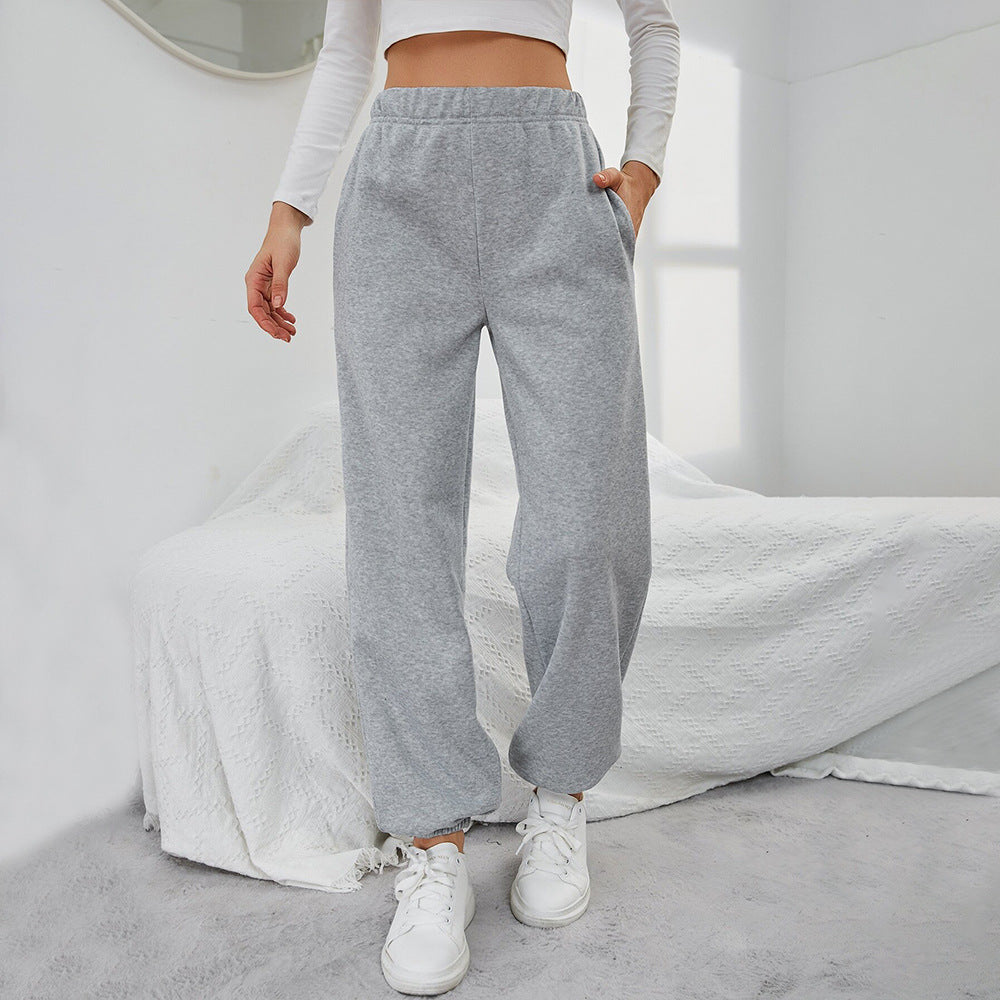 Pantaloni casual pentru femei, căptușiți cu fleece
