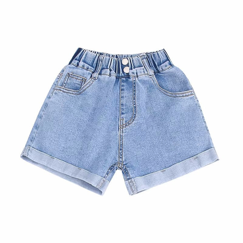 Girls' Simple Denim Shorts Casual Loose-Fitting
