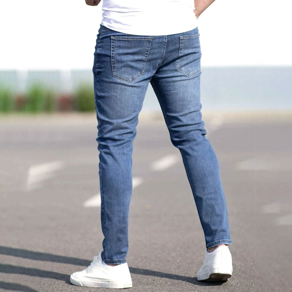 Pantaloni de blugi rupți casual versatili pentru bărbați