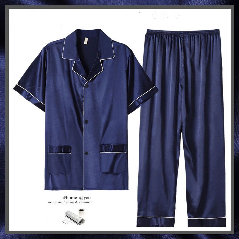 Costum subțire de casă pentru bărbați, cu mânecă scurtă și pantaloni scurți de vară