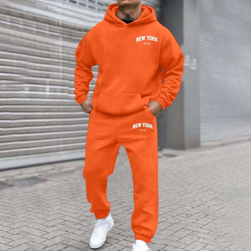 Set de hanorac și bluză sport de bărbați, căptușite cu fleece și imprimate