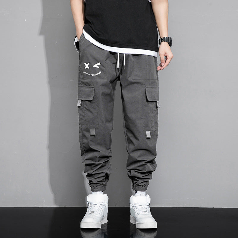 Pantaloni Cargo Bărbați Primăvară-Toamnă, Model Nou, Trendy, Lărgi, Versatili, de Exterior, Cu Buzunare Multiple, Casual