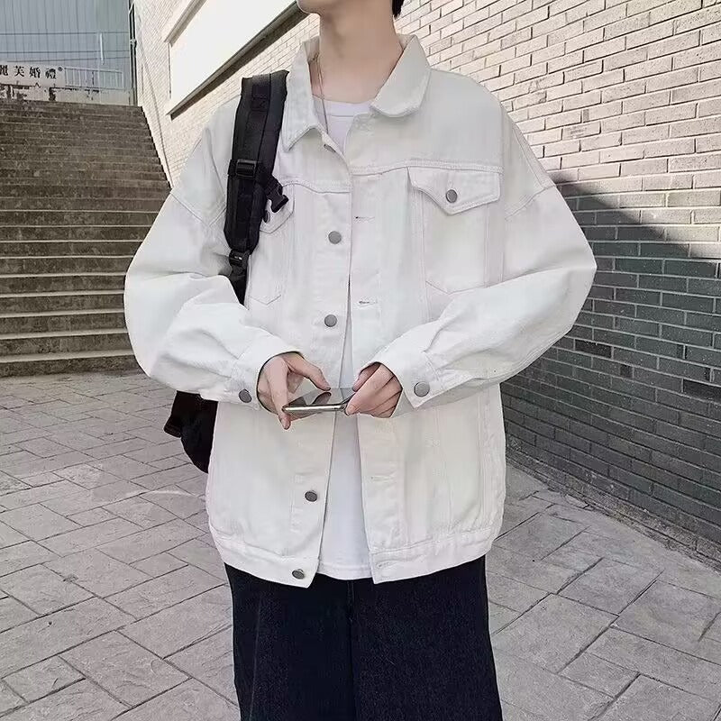 Washed Workwear Retro Denim Jacket For Men