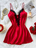 Lace-trimmed Womens Lightweight Springsummer Loungewear Nightdress