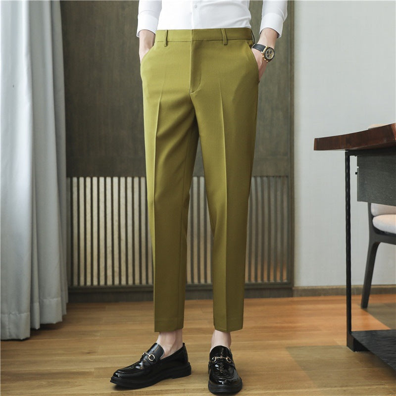 Pantaloni de costum bărbătești primăvară-vară, lejeri, dintr-un singur material, cu croială drapată, elastici și confortabili